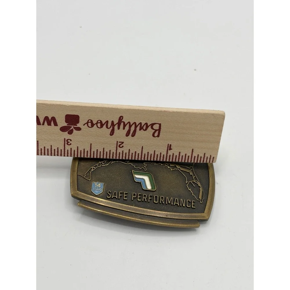 Florida Gas Transmission Safe Performance 14 Years Belt‎ Buckle Vintage Brass